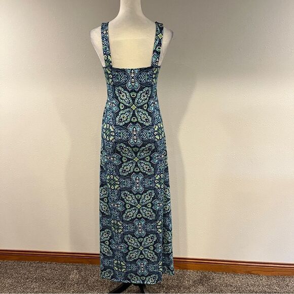 Allison Brittney Blue Paisley v-neck sleeveless Maxi Dress size small - Picture 5 of 11